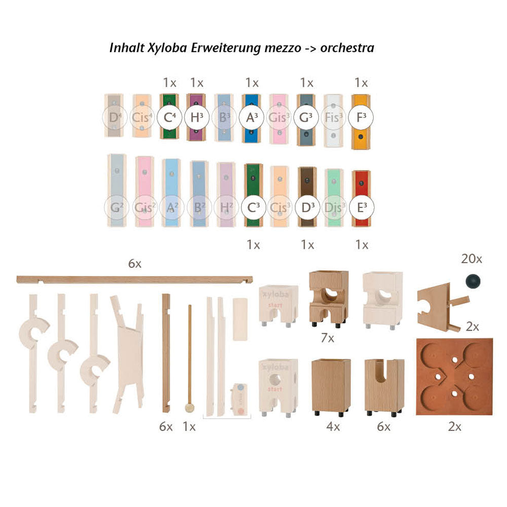 Erweiterung für Kugelbahn xyloba Mezzo - 62 Teile